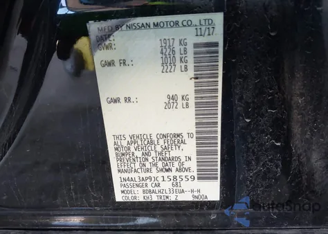 2018 Nissan Altima 2.5 Sr z USA, uszkodzony, nr VIN 1N4AL3AP9JC158559